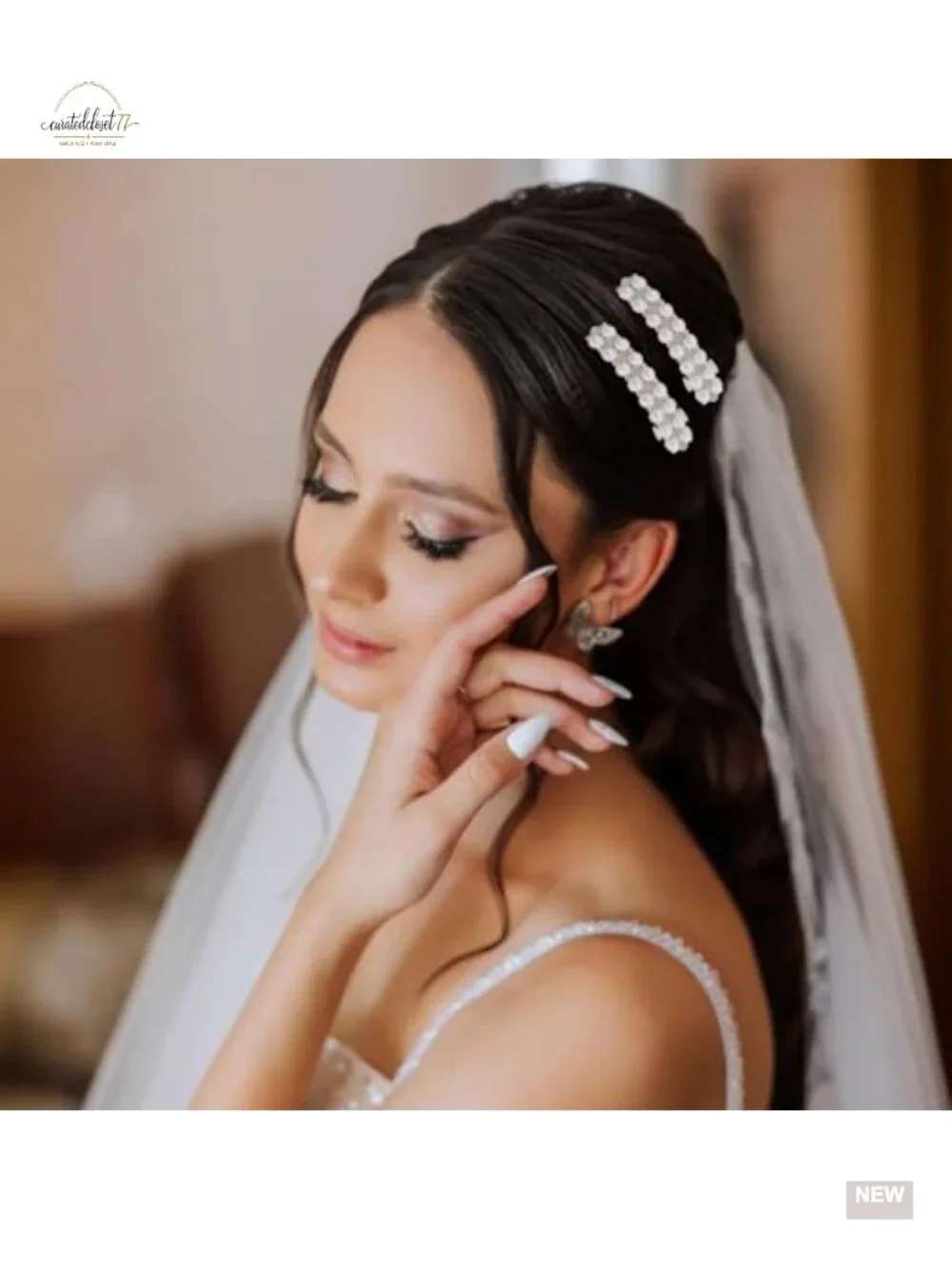 2 Pcs Pearl Barrettes, Elegant French Barrette Hair Clips with Rhinestones,